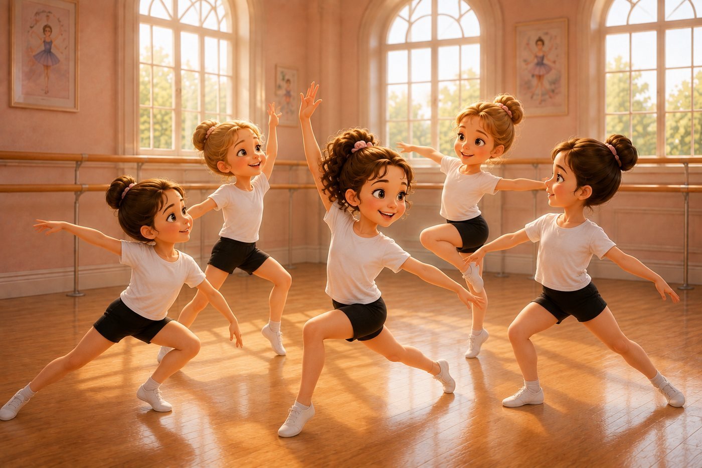 Kinder tanzen Modern Dance im Ballettsaal der Ballettschule Frankfurt
